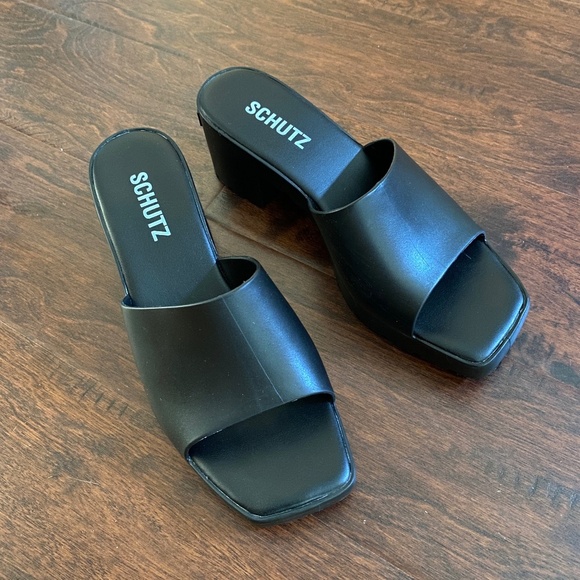 Schutz Mizzy Platform Mule Sandals Black Size 7 - Picture 3 of 9